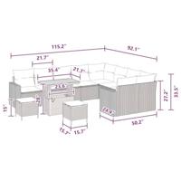 Tuinbankenset 12 pcs Zwart poly rattan - thumbnail