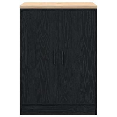 Garagekast 60x51x85 cm massief grenenhout zwart