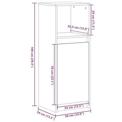 Dressoir met LED 38x34x100 cm bewerkt hout bruin eikenkleur Dressoir met LED 38x34x100 cm bewerkt hout bruin eikenkleur