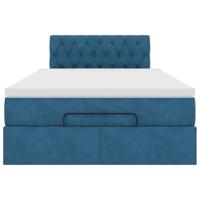 Ottoman bed met matras 120x200cm fluweel donkerblauw - thumbnail