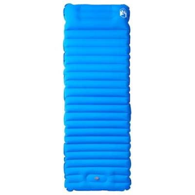 Kampeermatras met gentegreerd kussen zelfopblazend blauw
