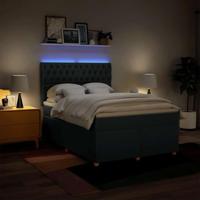 Boxspring met matras stof blauw 140x190 cm - thumbnail