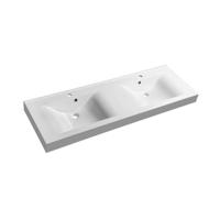 Wastafel Sapho Flavia Dubbel Rechthoek 150x50 cm Cast Marble Wit - thumbnail