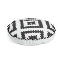 Kave Home Poef 'Ethnie' 60cm, kleur Wit/zwart - thumbnail