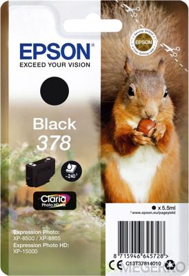 Epson Squirrel Singlepack Black 378 Claria Photo HD Ink Epson Squirrel Singlepack Black 378 Claria Photo HD Ink