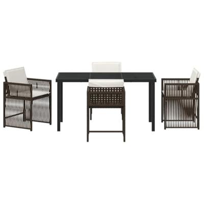 5-delige tuinset met kussens bruin poly rattan