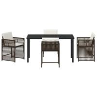 5-delige tuinset met kussens bruin poly rattan - thumbnail