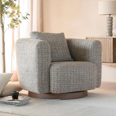 Eleonora Draaifauteuil 'Jordan' Grove Bouclé, kleur Taupe