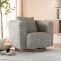 Eleonora Draaifauteuil 'Jordan' Grove Bouclé, kleur Taupe - thumbnail