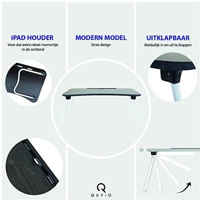 QUVIO Bedtafel voor laptop, onbijt of boek - Uitklapbaar - Zwart - thumbnail