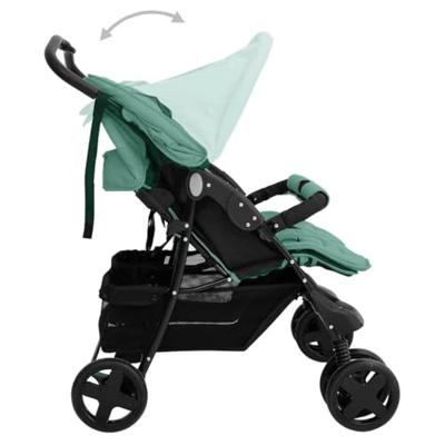 VidaXL Tweelingkinderwagen staal groen