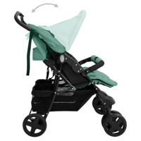 VidaXL Tweelingkinderwagen staal groen - thumbnail