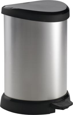 Curver decobin pedaalemmer ovaal 15 liter + binnenemmer zilver metallic Curver decobin pedaalemmer ovaal 15 liter + binnenemmer zilver metallic