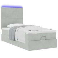 Ottoman bed met matrassen en LED's 80x200cm fluweel lichtgrijs - thumbnail