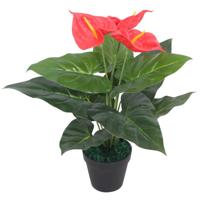 VidaXL Kunst anthurium plant met pot 45 cm rood en geel - thumbnail