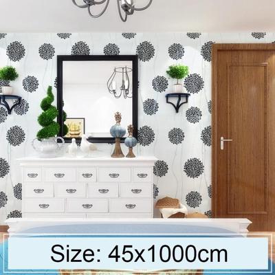 Zwart bloem bal creatieve 3D steen baksteen decoratie behang Stickers slaapkamer woonkamer muur waterdicht Wallpaper Roll grootte: 45 * 1000cm