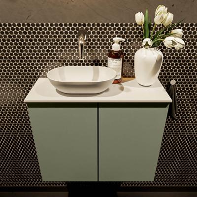 MONDIAZ FOWY toiletmeubel 60cm kleur army. Waskom positie links kleur talc | talc. Zonder kraangat