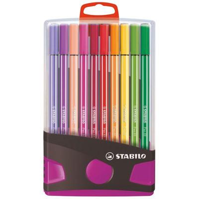 Viltstift stabilo pen 68/20 antrac/roze etui 20st | 10 stuks Viltstift stabilo pen 68/20 antrac/roze etui 20st | 10 stuks
