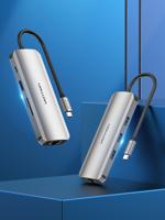 USB-HUB Vention TOKHB 100 W Zilverkleurig - thumbnail