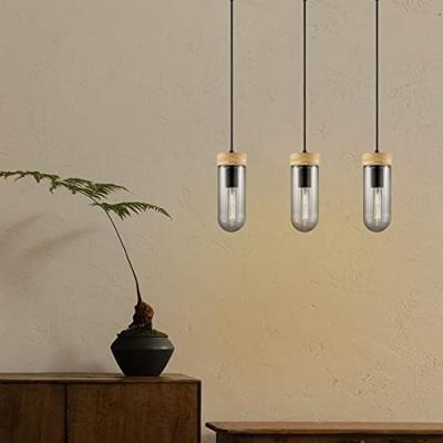 Home sweet home capri hanglamp 3L klein hout/glas