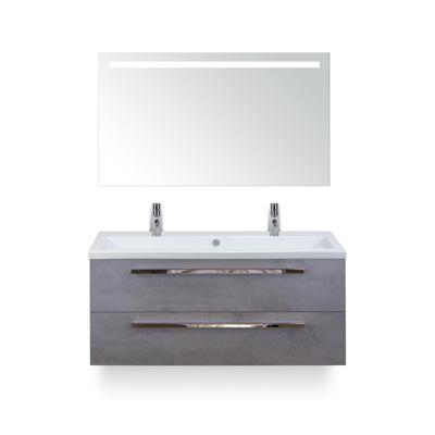 Seville Badmeubelset 120 cm - 2 laden Beton Antrac - Wastafel Djazz Enkel 2 kraangaten - met Sence Spiegel