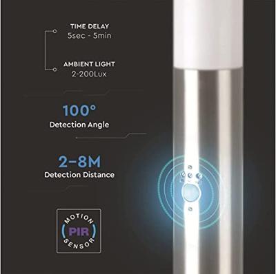 Dally L LED sokkellamp - 80cm - Bewegingssensor en schemerschakelaar - IP44 waterdicht - E27 fitting - Padverlichting - RVS - Staande buitenlamp