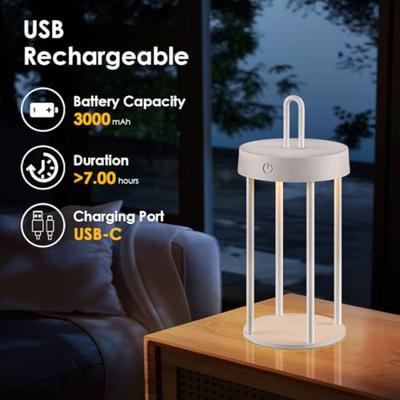 Draadloze Oplaadbare LED Tafellamp - Binnen & Buiten - Dimbaar - ø12.8 x 28.4 cm - Warmwit licht - 3000mAh - White