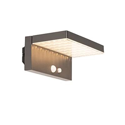 QAZQA Buiten wandlamp donkergrijs incl. LED en dimlicht op solar - QAZQA Buiten wandlamp donkergrijs incl. LED en dimlicht op solar -