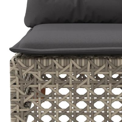 7-delige Loungeset met kussens poly rattan grijs - thumbnail