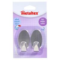 Metaltex ovalen plakhaken 2 stuks rvs - thumbnail