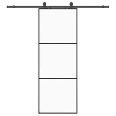 Schuifdeur met beslagset 76x205 cm ESG glas zwart