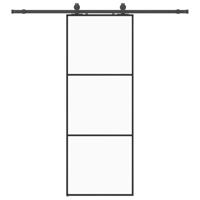 Schuifdeur met beslagset 76x205 cm ESG glas zwart - thumbnail