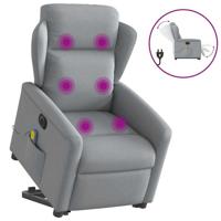 Sta-op-massagestoel elektrisch verstelbaar stof lichtgrijs - thumbnail