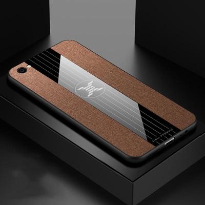 Voor vivo X9 XINLI stiksels doek textuur schokbestendig TPU beschermhoes (bruin)