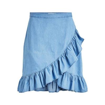 VILA rok VIFANZI met ruches blauw VILA rok VIFANZI met ruches blauw