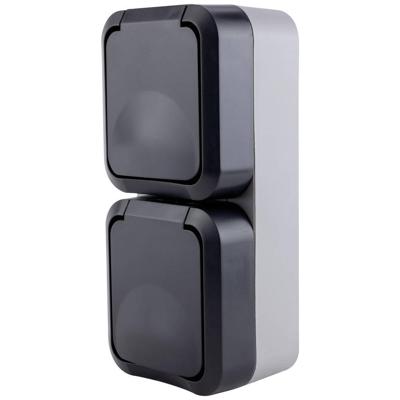 REV 0004080400 Wandcontactdoos dubbel Compleet AquaStorm Lichtgrijs, Zwart 1 stuk(s)