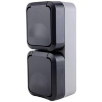 REV 0004080400 Wandcontactdoos dubbel Compleet AquaStorm Lichtgrijs, Zwart 1 stuk(s) - thumbnail