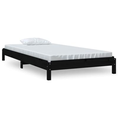 Bed stapelbaar 75x190 cm massief grenenhout zwart