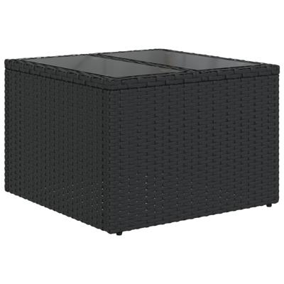 4-delige Loungeset met kussens poly rattan zwart