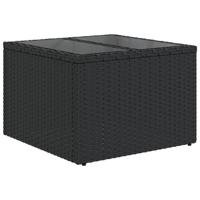 9-delige Loungeset met kussens poly rattan zwart - thumbnail