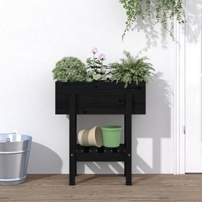 VidaXL Plantenbak 62x30x69 cm massief grenenhout zwart VidaXL Plantenbak 62x30x69 cm massief grenenhout zwart