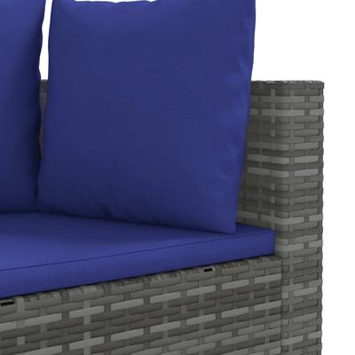 3-delige Loungeset met kussens poly rattan grijs - thumbnail