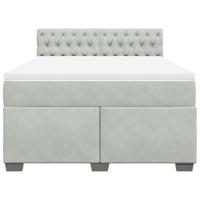 Boxspring met matras fluweel lichtgrijs 140x190 cm - thumbnail
