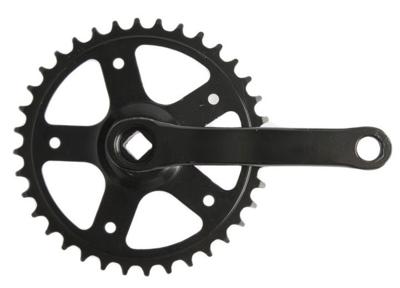 Unbranded Vinty crankstel 36t 1/8“, crank 130mm spieloos, staal zwart Unbranded Vinty crankstel 36t 1/8“, crank 130mm spieloos, staal zwart