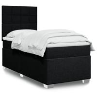 Boxspring met matras stof zwart 90x200 cm - thumbnail