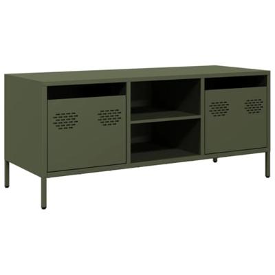 Tv-meubel 101,5x39x43,5 cm koudgewalst staal olijfgroen