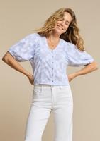 Red Button Blouse Balloonsleeve Stripe | Blue - thumbnail