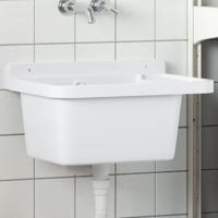 VidaXL Wasbak wandgemonteerd 50x35x24 cm hars wit - thumbnail
