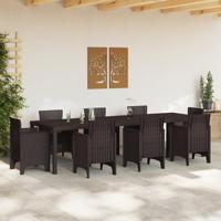 Tuintafel 300x100x73 cm poly rattan bruin - thumbnail