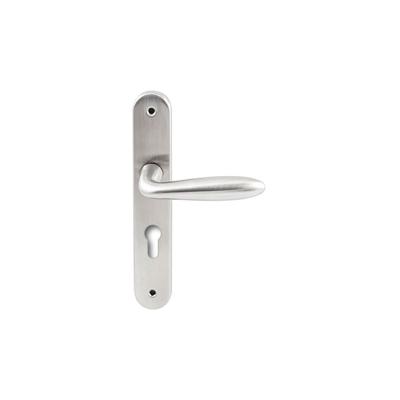 Hardbrass Deurkruk Istanbul op ovaal langschild profielcilindergat 72mm - RVS Hardbrass Deurkruk Istanbul op ovaal langschild profielcilindergat 72mm - RVS